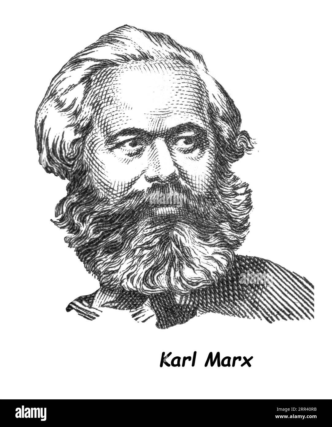 LUGA, RUSSLAND - 12. SEPTEMBER 2018: Eine von RUSSLAND (UdSSR) gedruckte Briefmarke zeigt Karl Marx - deutschen Philosophen, Ökonomen, Politiktheoretiker, Soziologen, Stockfoto