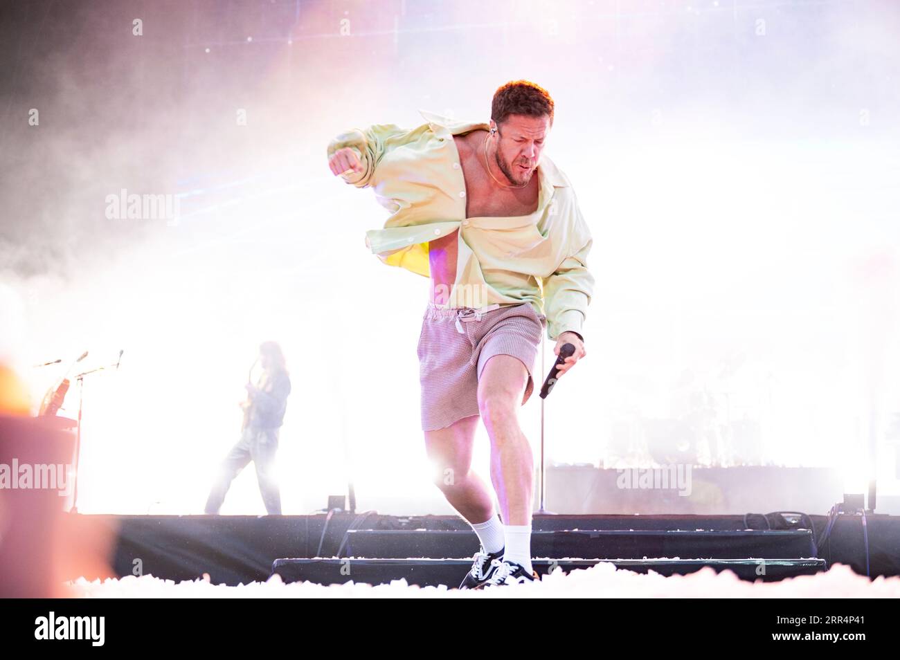 Leeds, Großbritannien. 25. August 2023. Dan Reynolds, Gitarrist Wayne Sermon, Bassist Ben McKee und Schlagzeuger Daniel Platzman von der Band Imagine Dragons Stockfoto