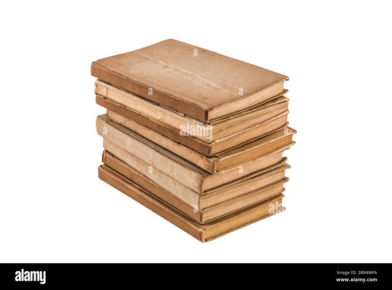 Stapel alter Bücher isoliert auf weißem Hintergrund mit Beschneidungspfad Stockfoto