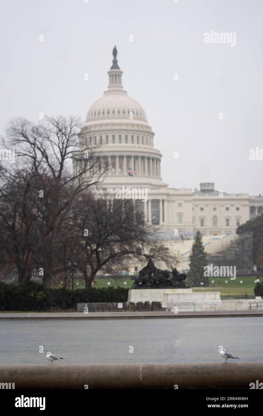 201215 -- WASHINGTON, D.C., 15. Dezember 2020 -- Foto vom 14. Dezember 2020 zeigt das Kapitolgebäude der USA bei Regen in Washington, D.C., USA. Das U.S. Electoral College stimmte am Montag für einen neuen Präsidenten, basierend auf den Wahlergebnissen von 2020, was den Sieg des Demokraten Joe Biden im Weißen Haus offiziell machte. U.S.-WASHINGTON, D.C.-ELECTION COLLEGE VOTE-BIDEN LIUXJIE PUBLICATIONXNOTXINXCHN Stockfoto