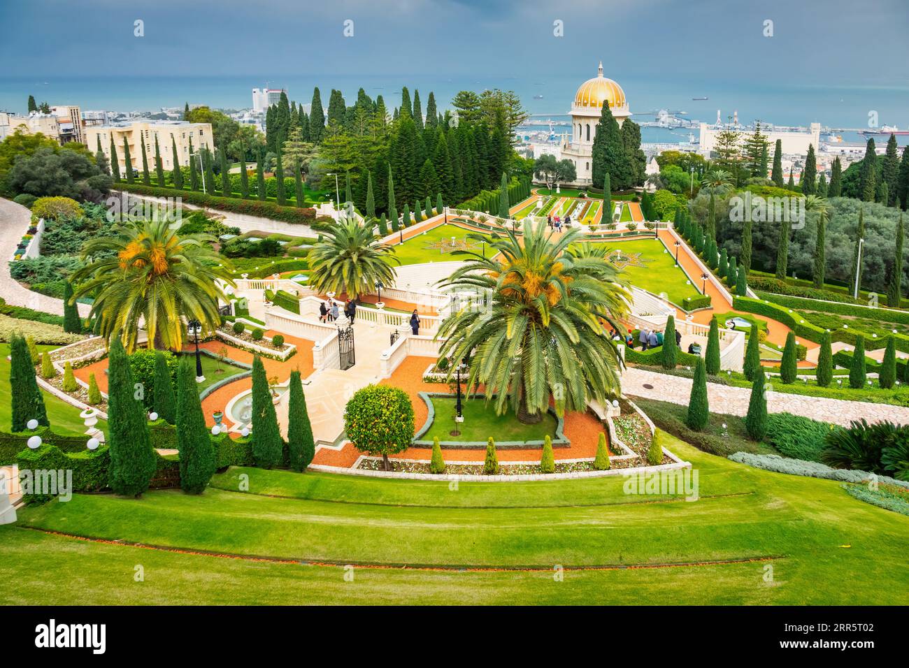 Baháʼí Terrassen oder die hängenden Gärten von Haifa in Haifa, Israel. Stockfoto