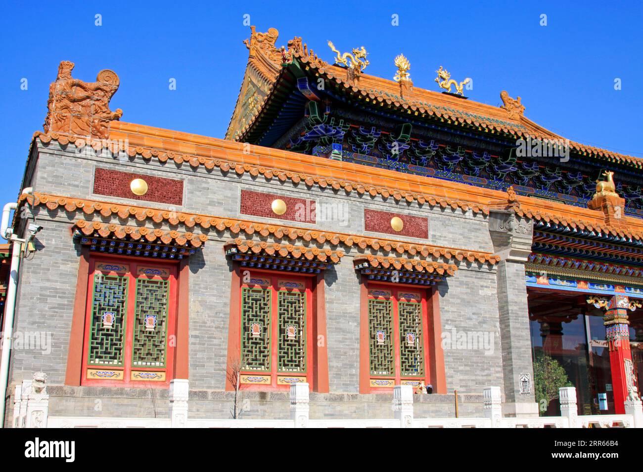 Buddha Hall Wände in einem Tempel, Nahaufnahme des Fotos Stockfoto