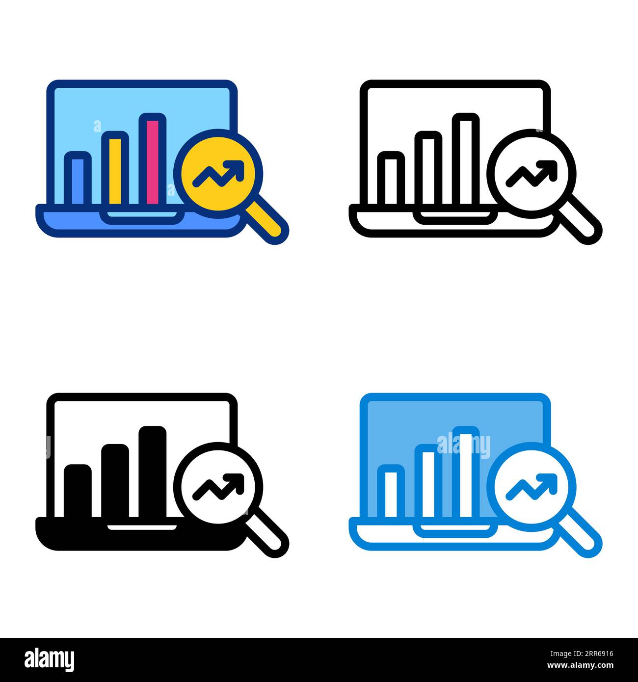 Business seo-Symbol im 4-Stil flach, Linie, Glyphe und Duoton Stock Vektor