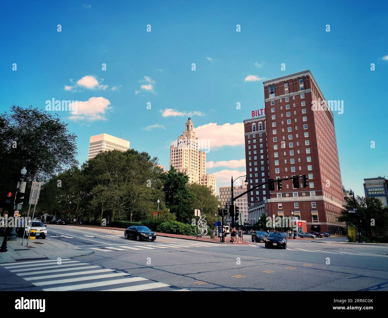 Downtown Providence, Rhode Island, mit dem Biltmore Hotel Stockfoto