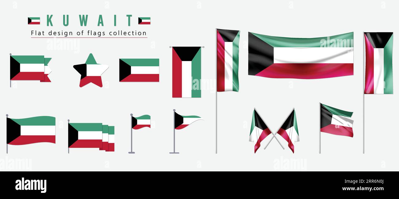 Kuwait-Flagge, flaches Design der Flaggen-Kollektion Stock Vektor