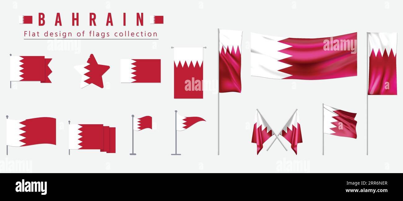 Bahrain-Flagge, flaches Design der Flaggen-Kollektion Stock Vektor