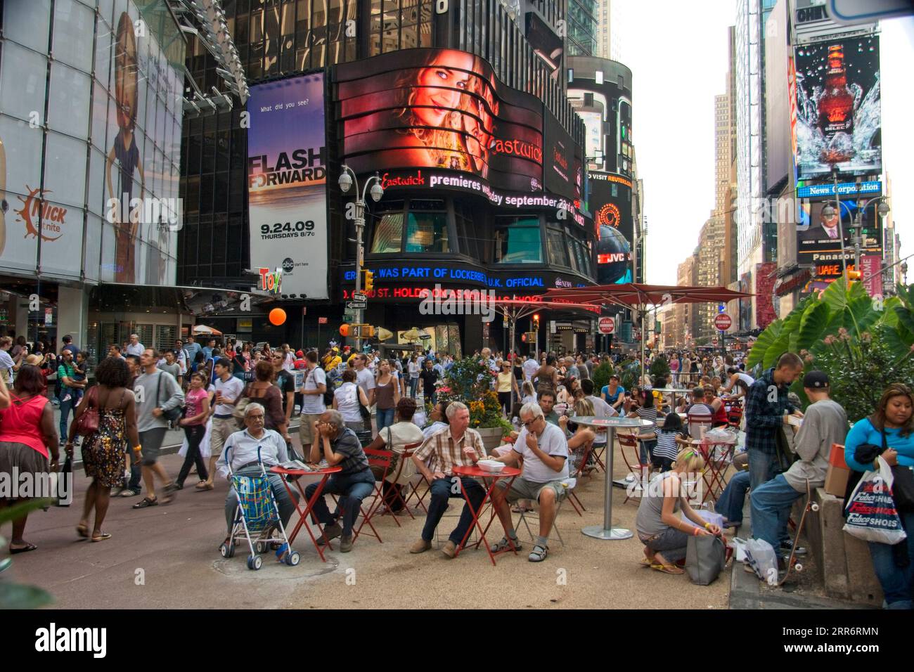 Sitzecke am Times Square in New York City Stockfoto