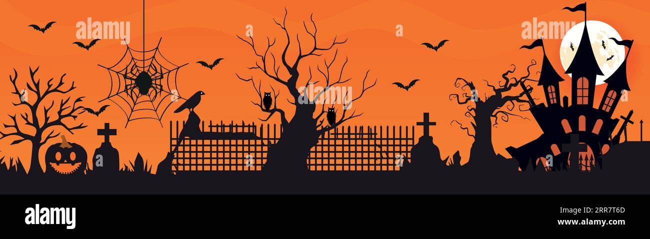 JKQ Halloween-Banner-Set - 3 Meter Lange Wimpelkette Mit 'Happy Halloween' & Motiven Wie Kürbis, Spinne, Fledermaus, Perfekt Für Party-Deko