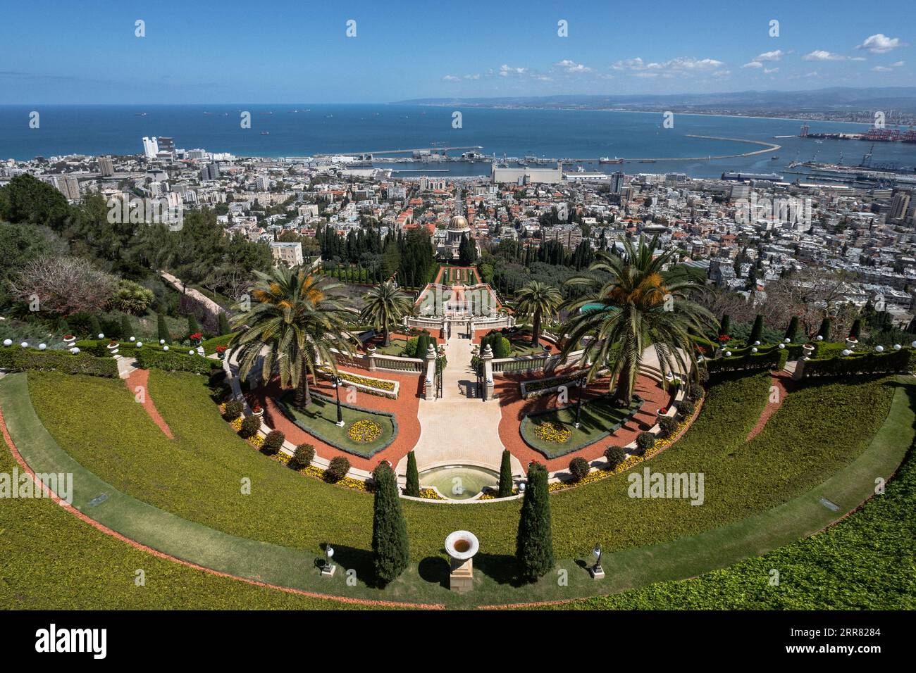 Luftaufnahme des UNESCO-Interimssekretariats für die Erhaltung des immateriellen Kulturerbes der Menschheit in Haifa, Israel Stockfoto