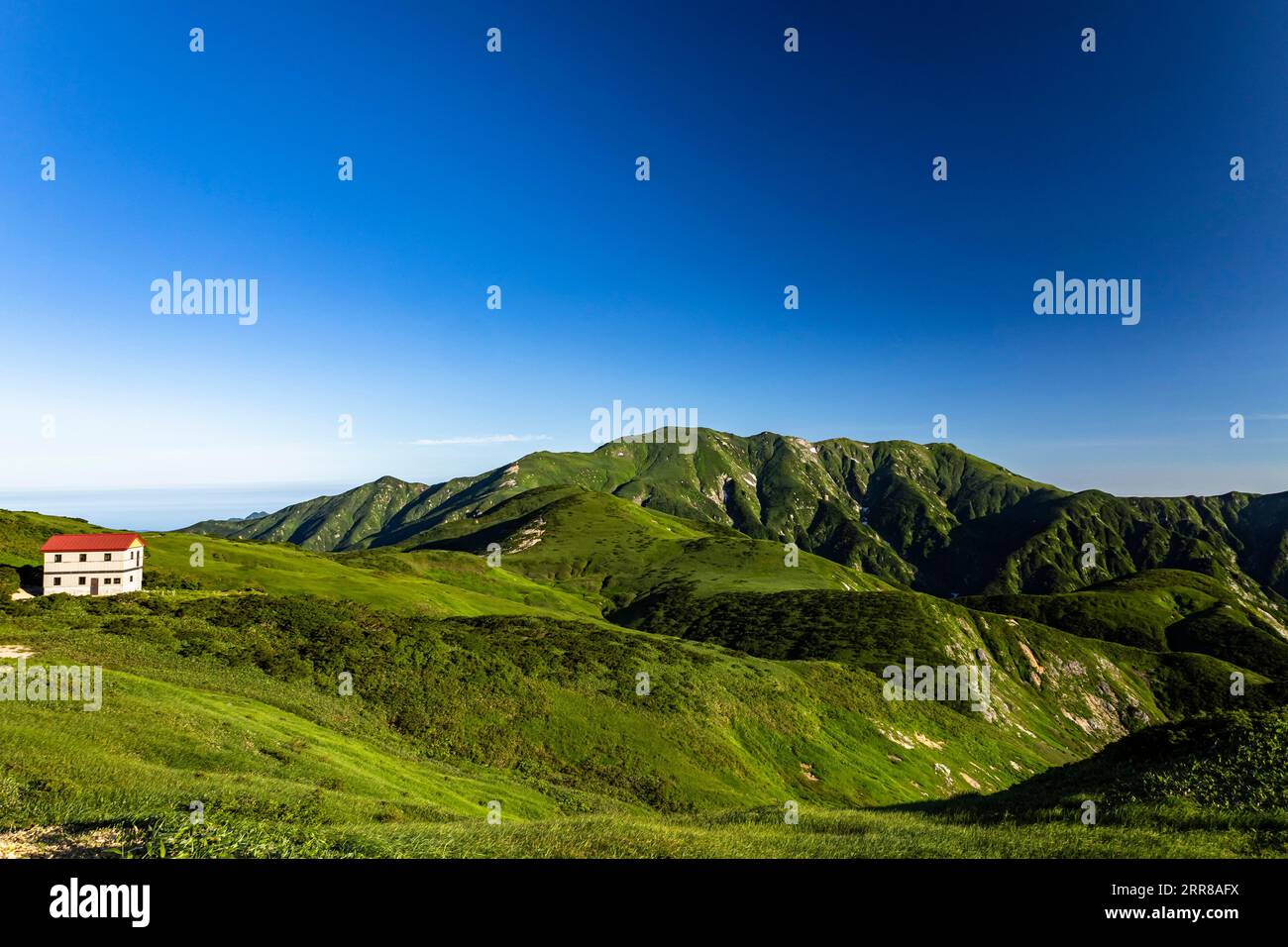 Asahi Mountain Range, Mt. Itoh (Itohdake) & Shelter Hut, 100 Berge von Japan, Yamagata, Tohoku, Japan, Asien Stockfoto