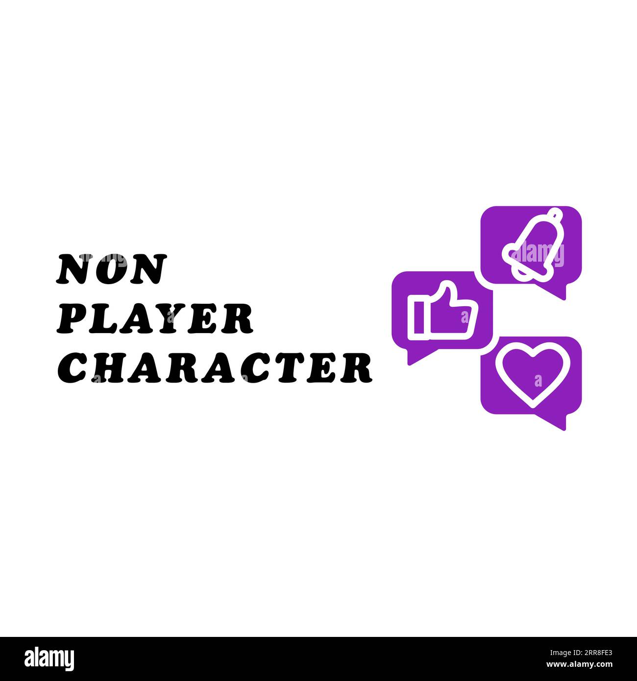 Abbildung des Wortes NICHT-SPIELER-CHARAKTER und Geschenk-Symbol.NPC, das in einer der Social-Media-Anwendungen viral wird. Stockfoto