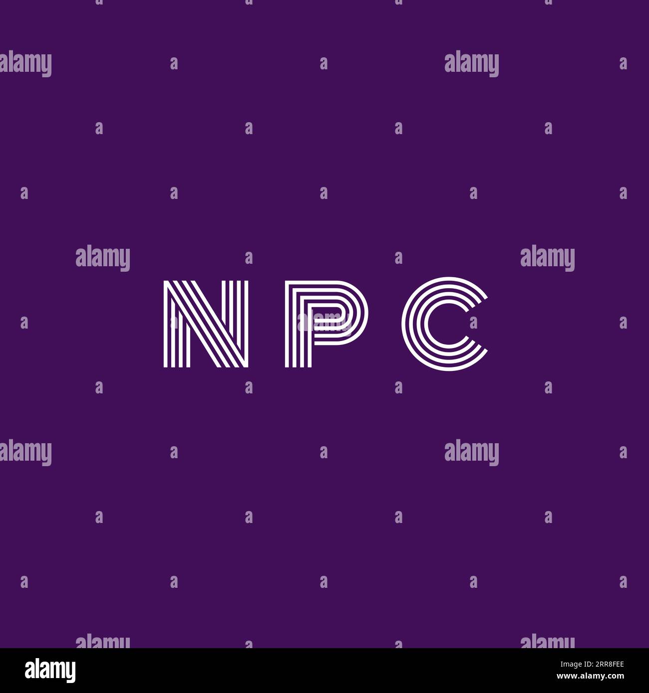 Abbildung des Wortes NPC auf violettem Hintergrund Stockfoto