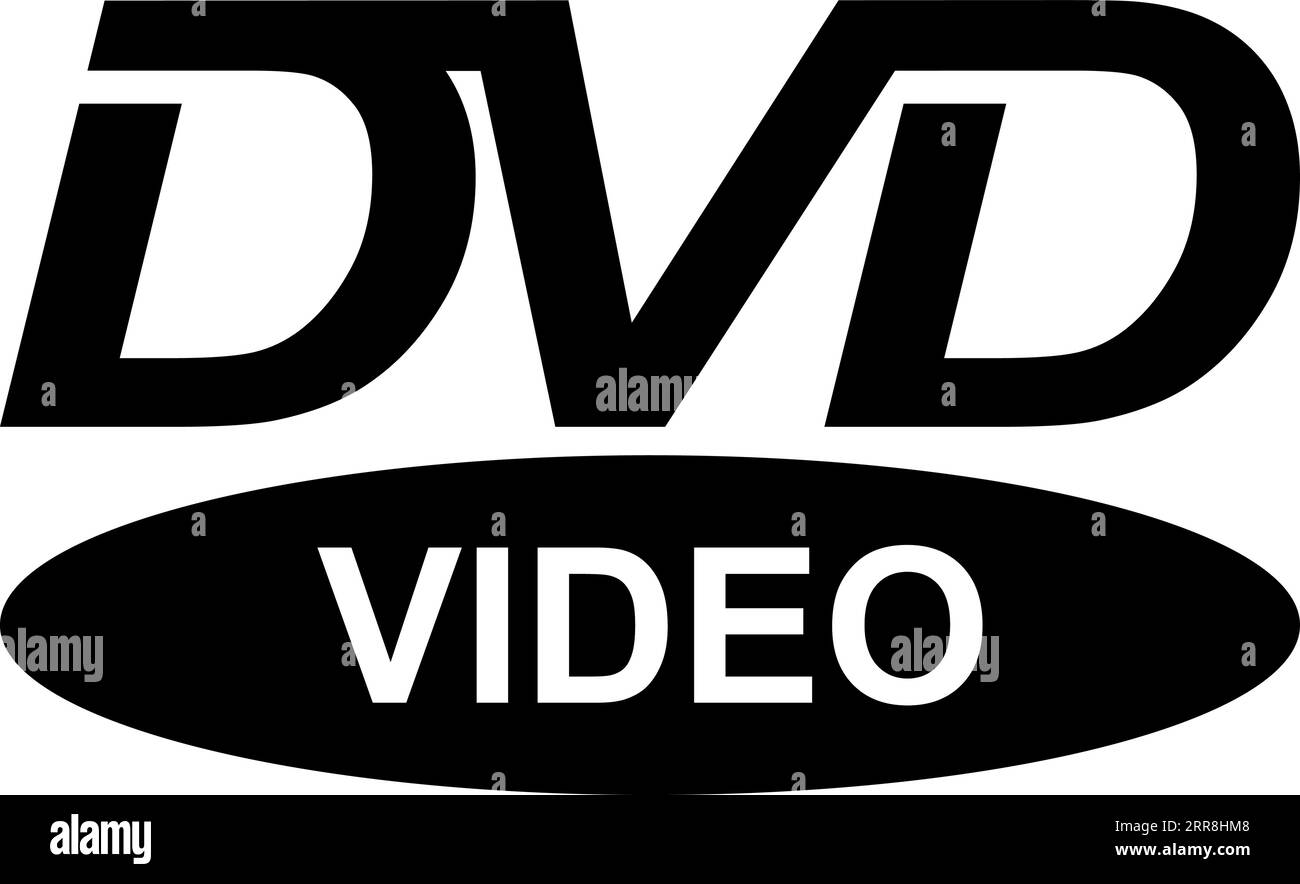 DVD-Video-Symbol schwarz-weiß, Umriss Stock Vektor