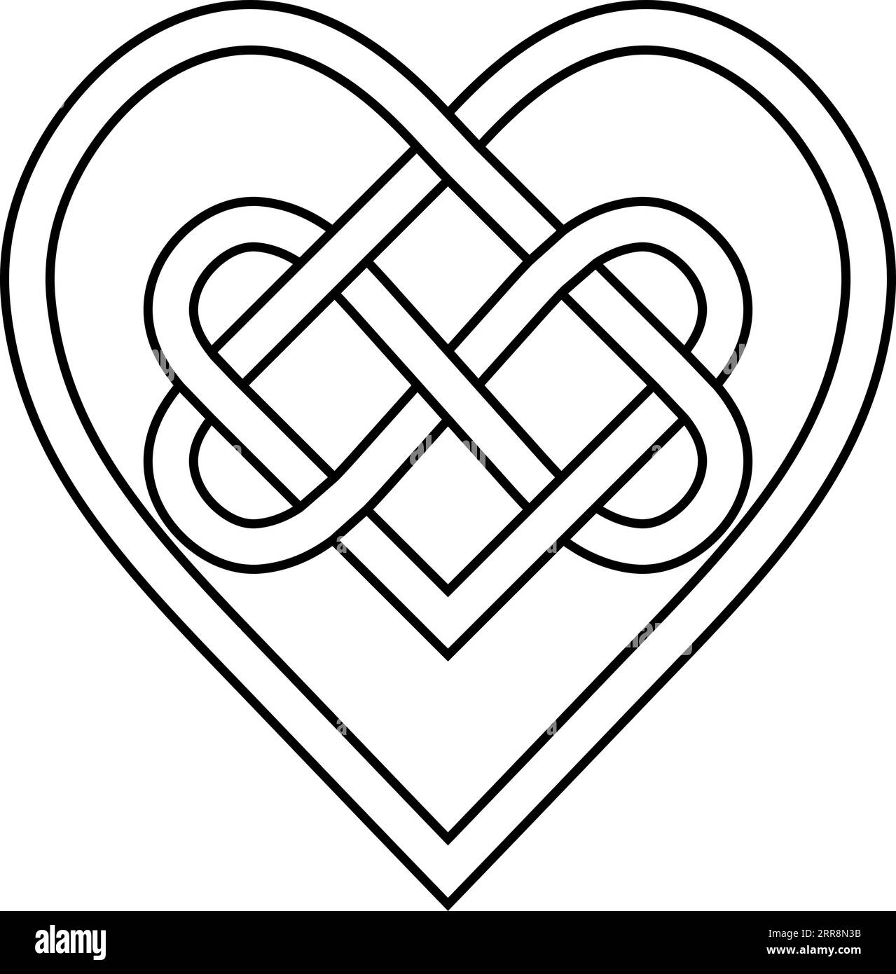 Keltischer Knoten runengebundenes Herz Unendlichkeitssymbol ewige Liebe Tattoo Stock Vektor