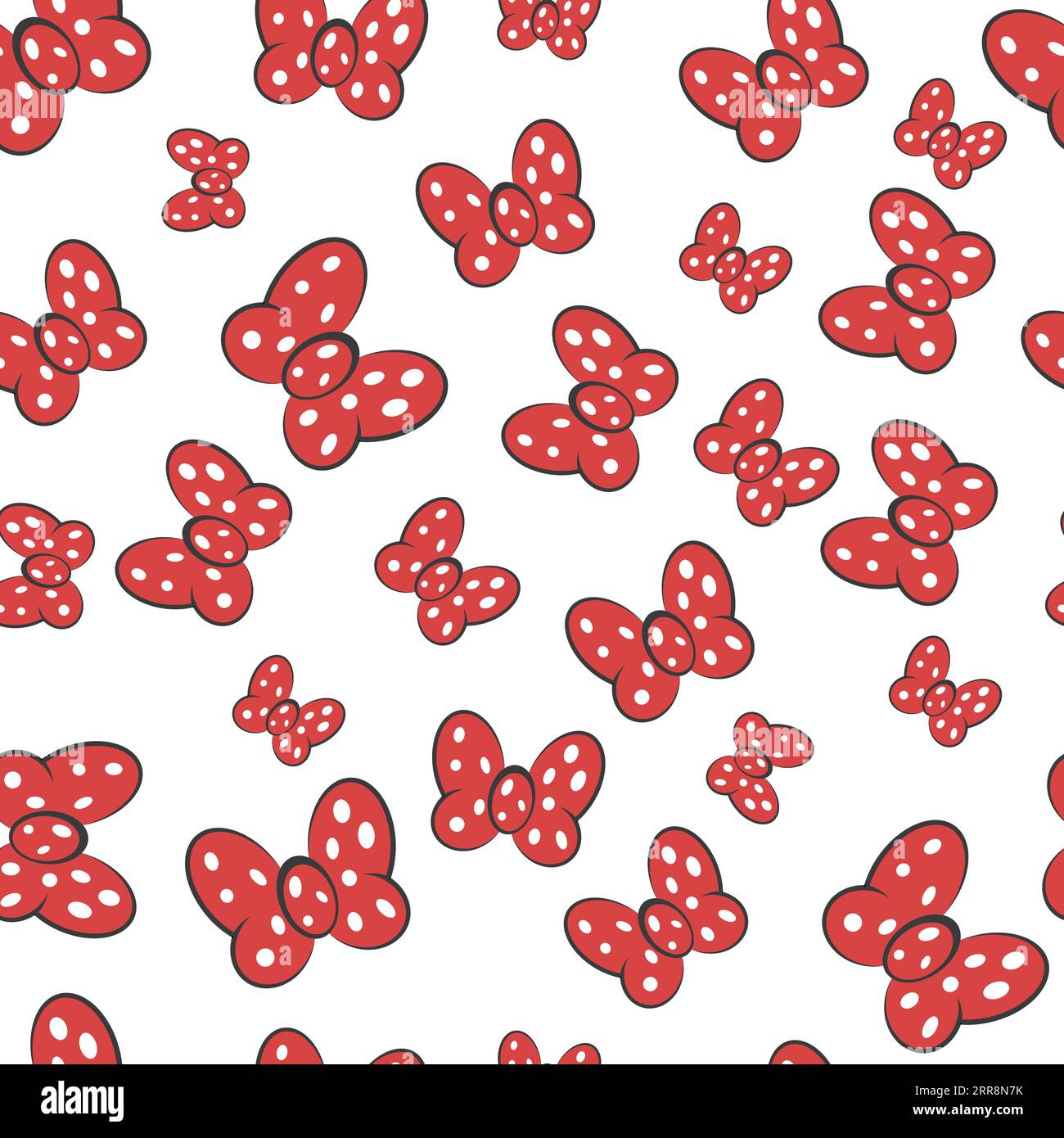 Nahtloses Schleifenmuster mit rotem Schmetterling Stock Vektor