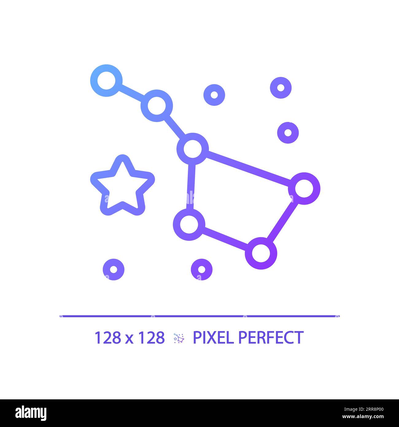 Symbol für linearen Vektor mit perfektem Gradienten und Sternbildpixel Stock Vektor