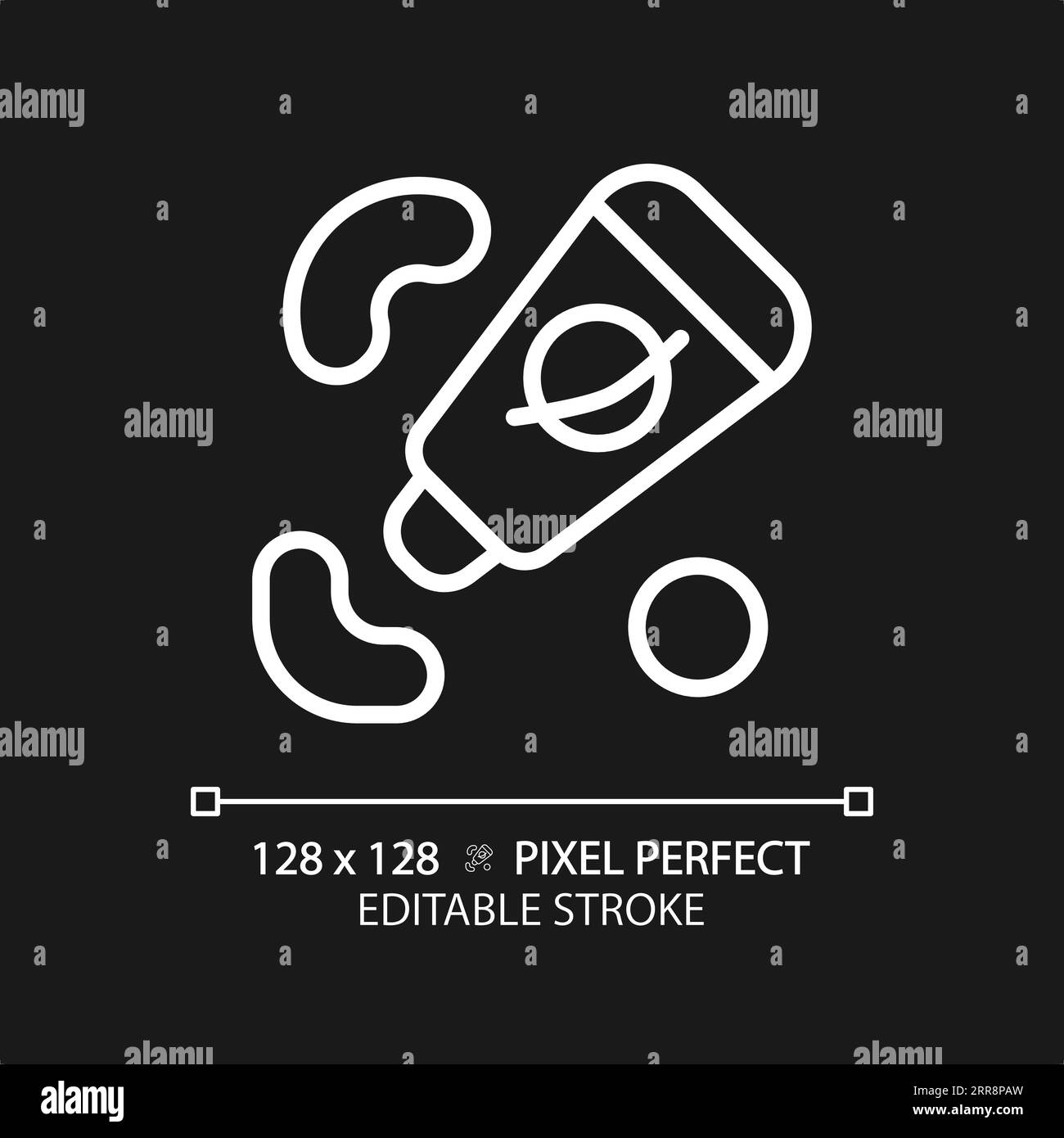 Astronautische Lebensmittel Pixel perfektes weißes lineares Symbol für dunkle Motive Stock Vektor