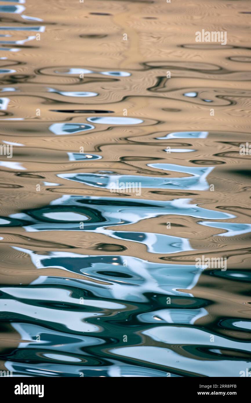 Verzerrte Reflexion im Hafen von Wellington, North Island, Neuseeland Stockfoto