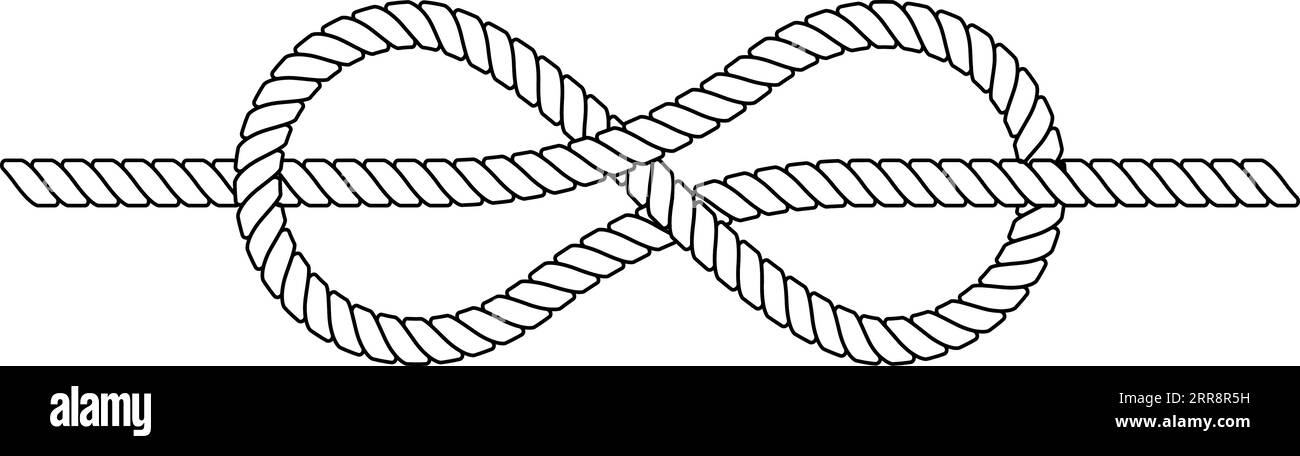 Geflochtenes Seil ist in einem Seeknoten gebunden Stock Vektor