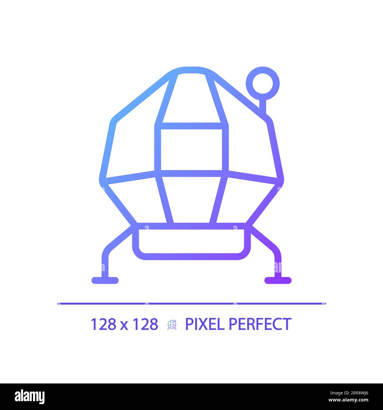 Lunar Modul Pixel perfekter Gradient linearer Vektor Symbol Stock Vektor