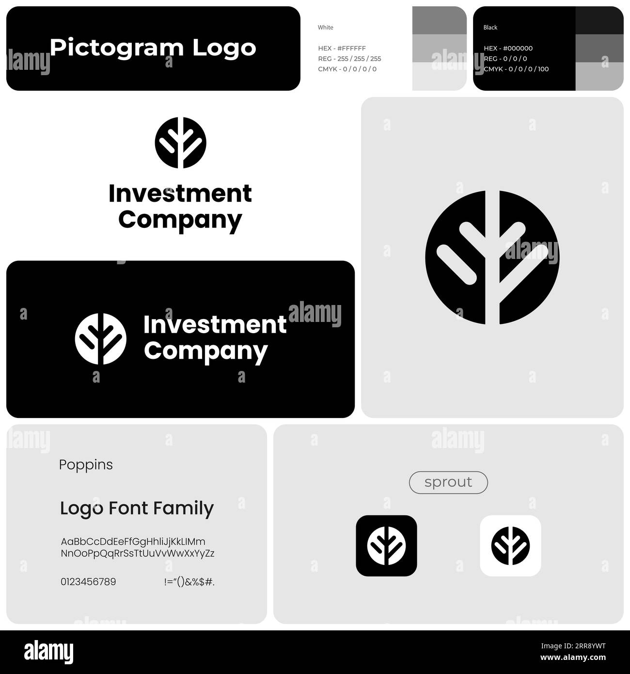 Firmenlogo der Investmentgesellschaft mit monochromer Glyphe Stock Vektor