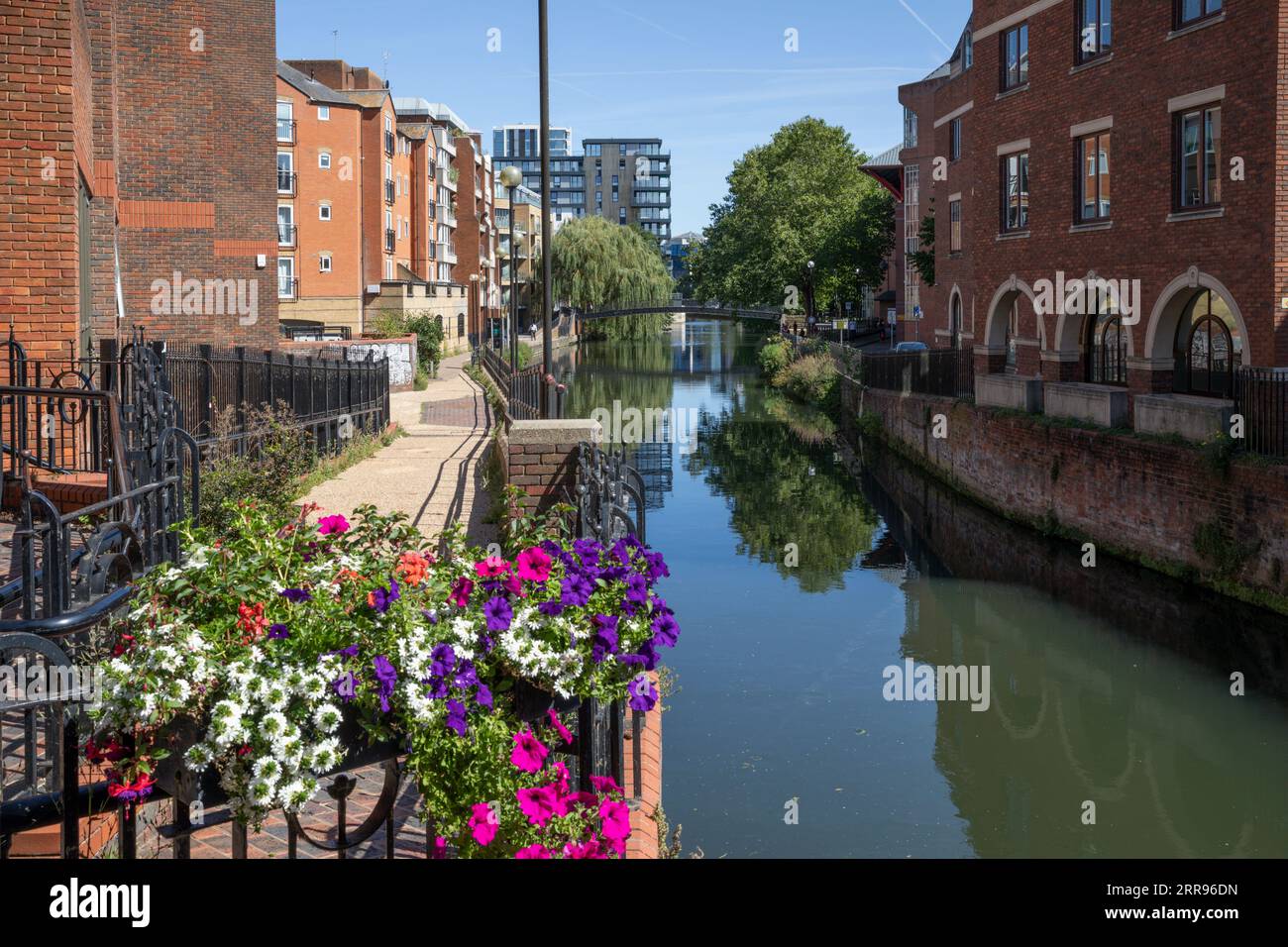 River Kennet von Dukesbridge im Stadtzentrum, Duke Street, Reading, Berkshire, England, Vereinigtes Königreich, Europa Stockfoto