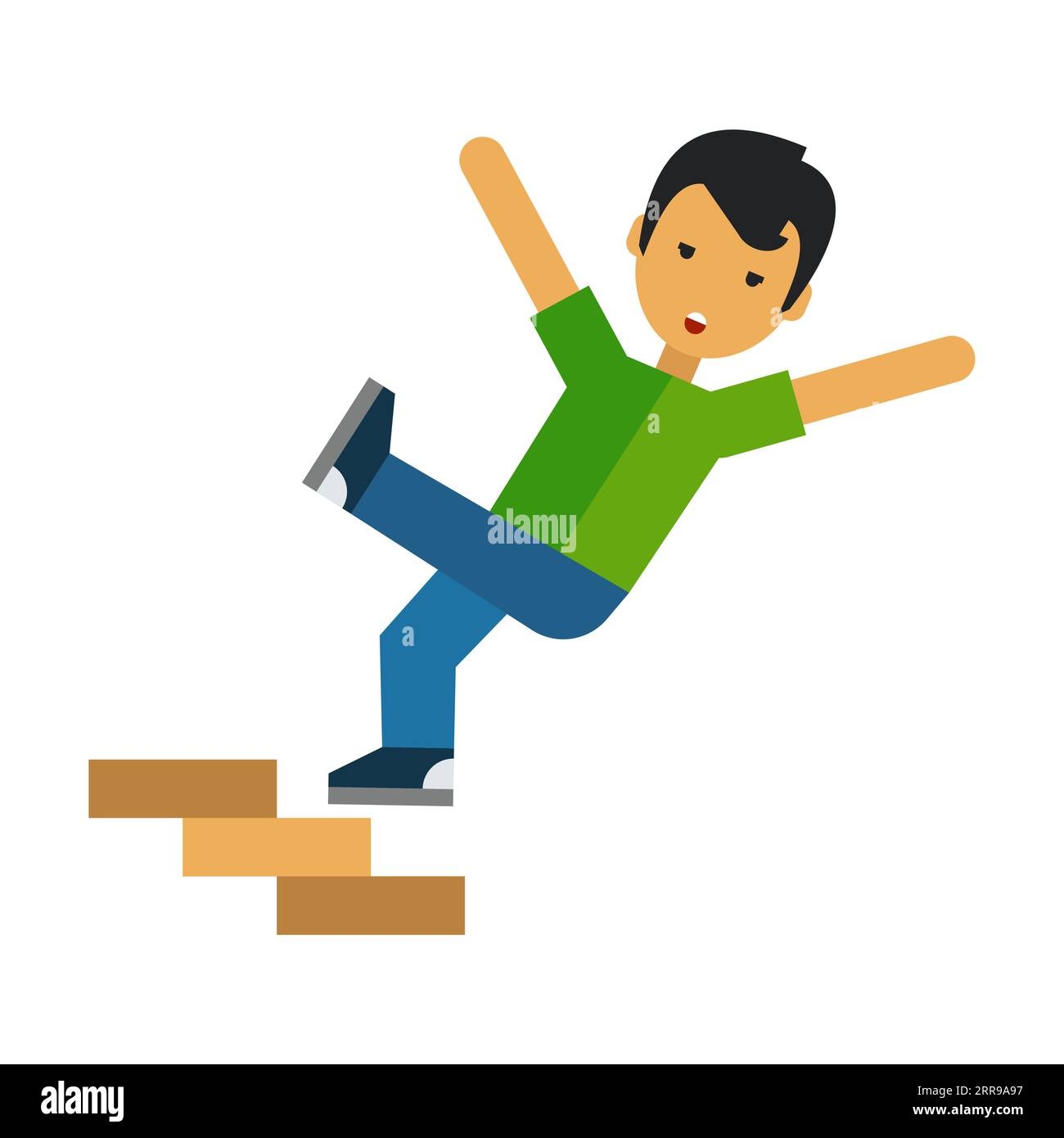 Unbeholfener Mann, der auf ein flaches ...