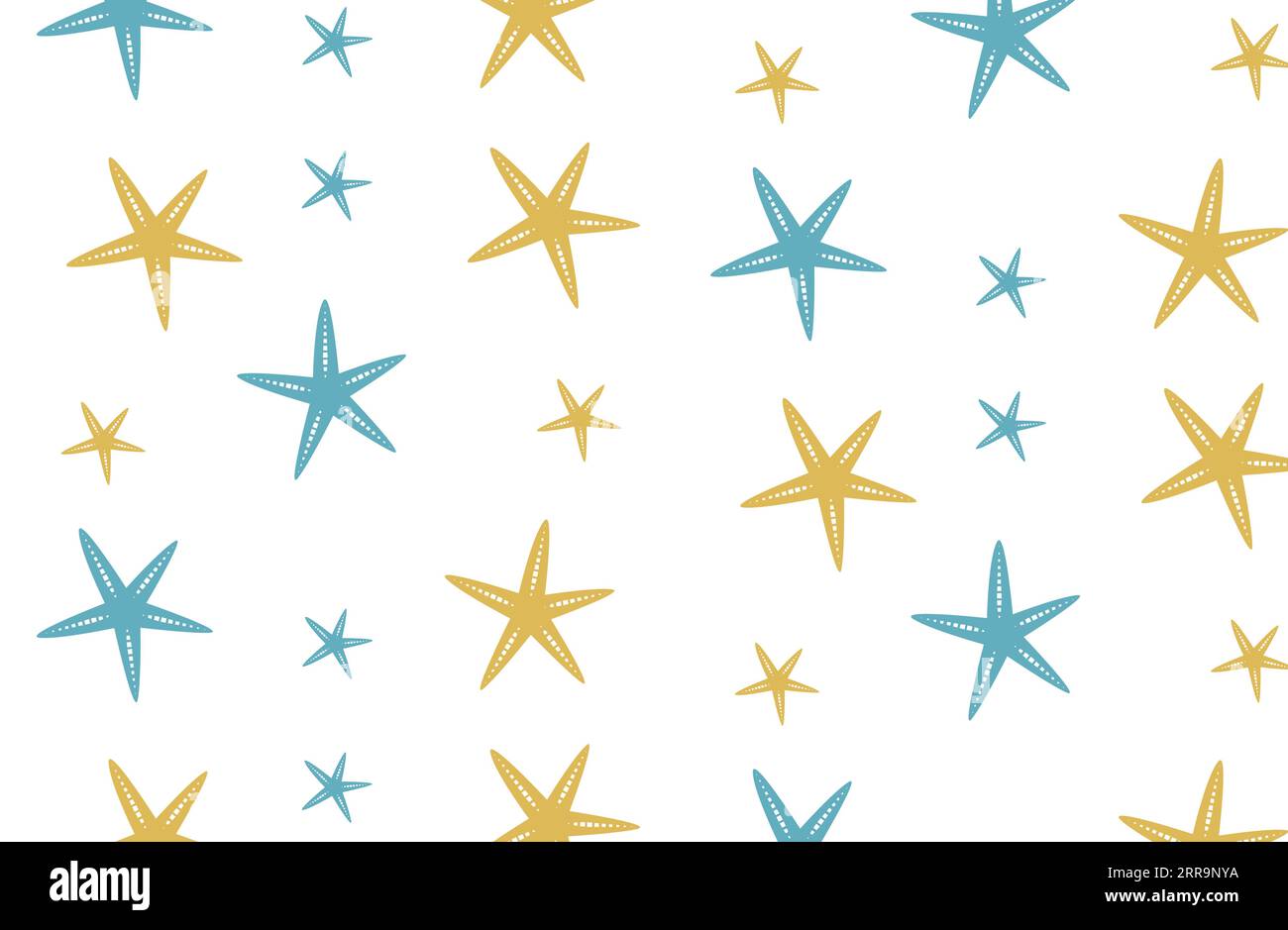 Seesterne mit nahtlosem Muster auf weißem Hintergrund Vektor-Grafik-Bannervorlage. Stock Vektor