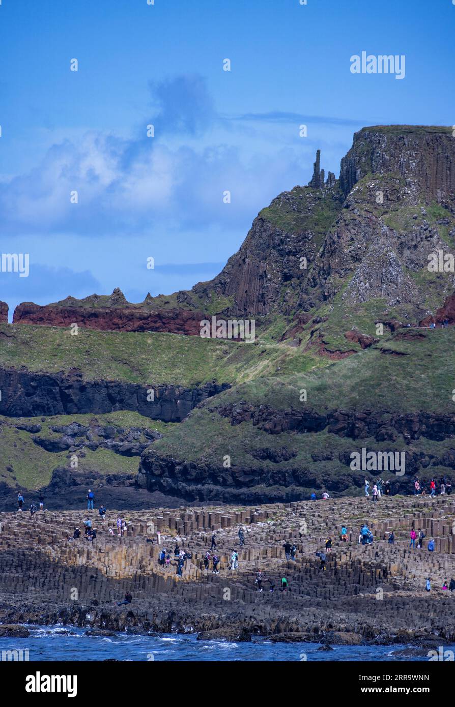 Touristen am Giant's Causeway, County Antrim, Nordirland Stockfoto