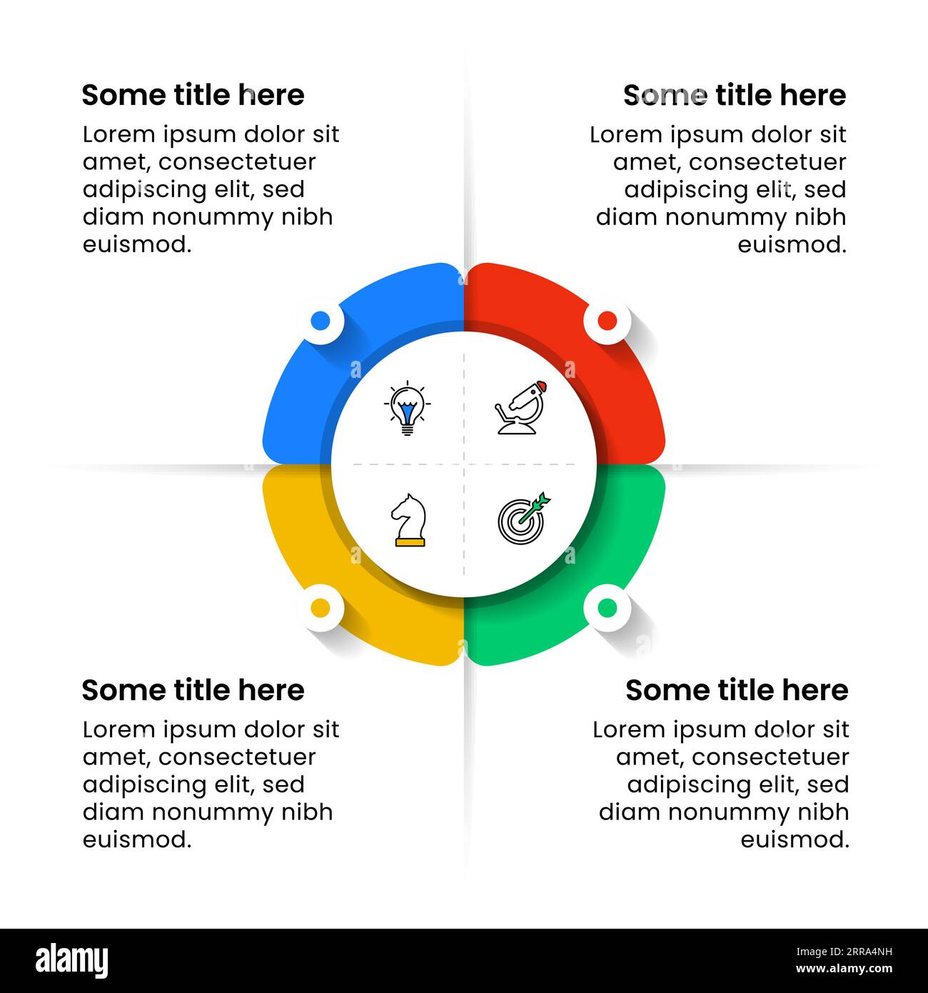 Infografik-Vorlage mit Symbolen und 4 Optionen oder Schritten. Kreis. Kann für Workflow-Layout, Diagramm, Banner, webdesign verwendet werden. Vektorgrafik Stock Vektor