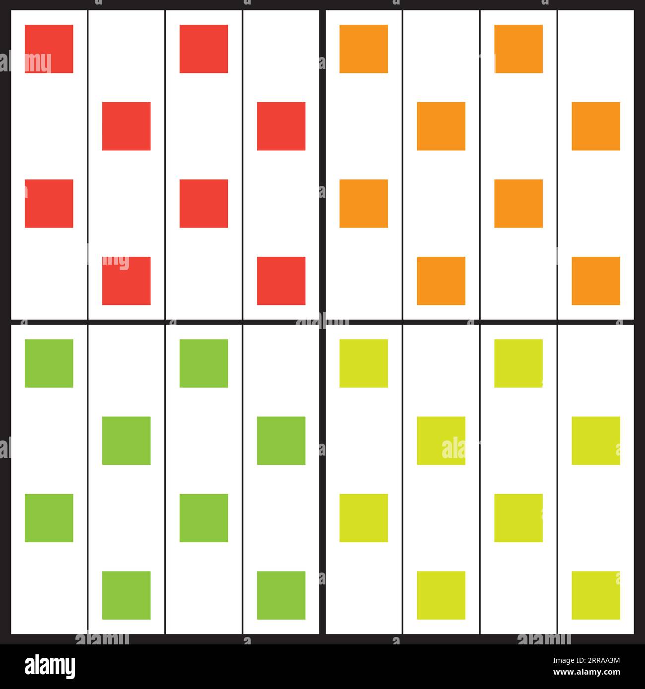 Vier nahtlose abstrakte Hintergründe mit farbenfrohem Quadrat-Muster Stock Vektor
