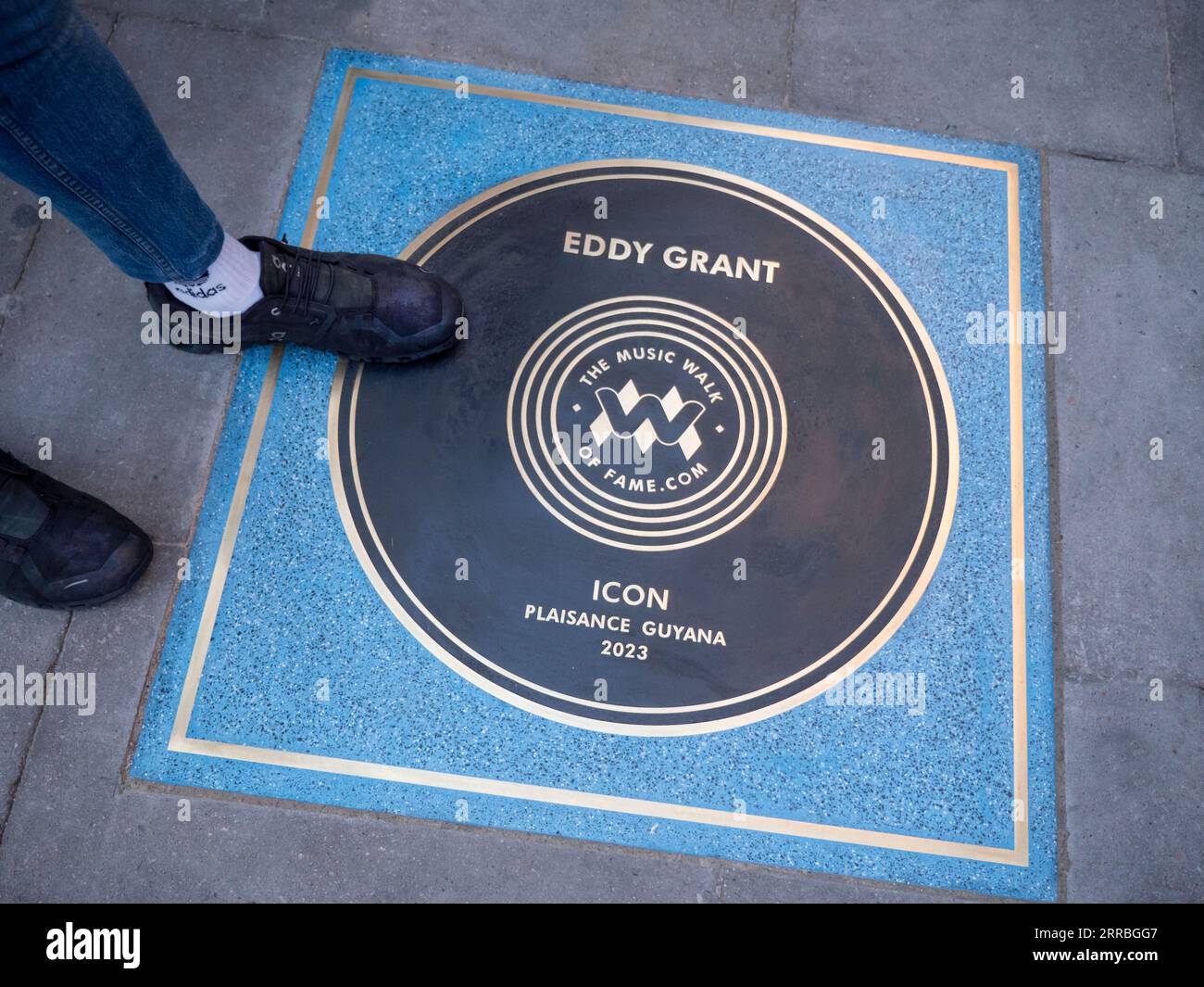Anlässlich der Enthüllung von Eddy Grants Pest auf dem „Music Walk of Fame“ in Camden Town. Stockfoto