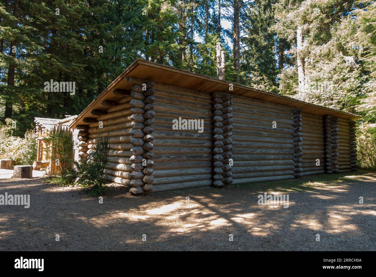 FORT CLATSOP, OREGON, USA - Fort Clatsop Replik, Lewis and Clark National Historicial Park. Stockfoto