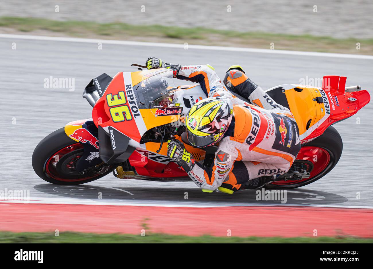 Barcelona, Spanien. 3. September 2023 Renntag. Moto GP Joan mir (36) des Repsol Honda Teams während der MotoGP Gran Premi Monster Energy de Catalunya. MotoGP 1-2-3 September 2023 auf dem Circuit de Barcelona-Catalunya in Barcelona, Spanien. Stockfoto