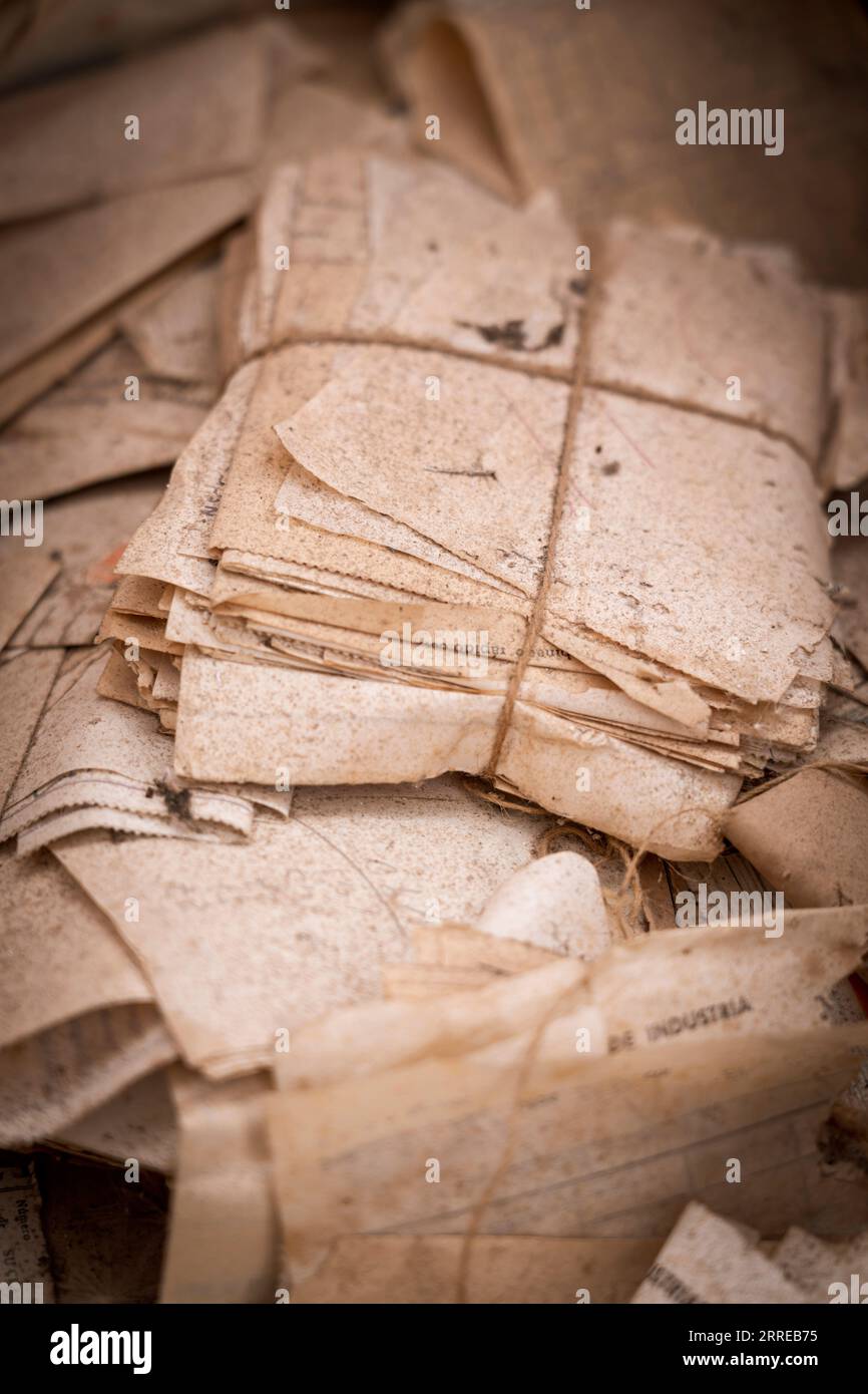 Stapel alter Briefe, altes Ripoll-Weingut, Llucmajor. Mallorca, Balearen, Spanien. Stockfoto