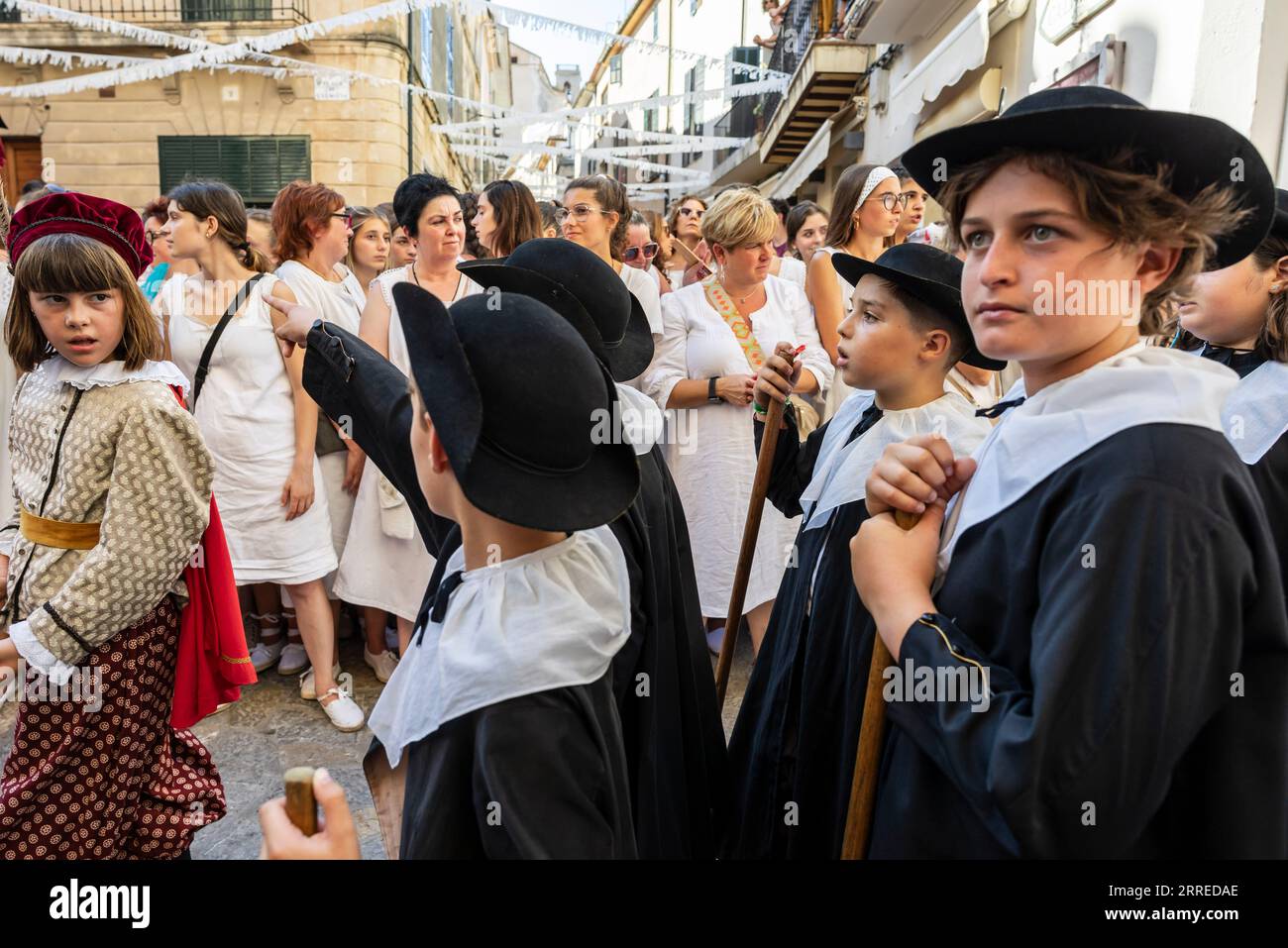 Feier des Schutzpatrons, der Mauren und Christen, Pollensa, Mallorca, Balearen, Spanien. Stockfoto