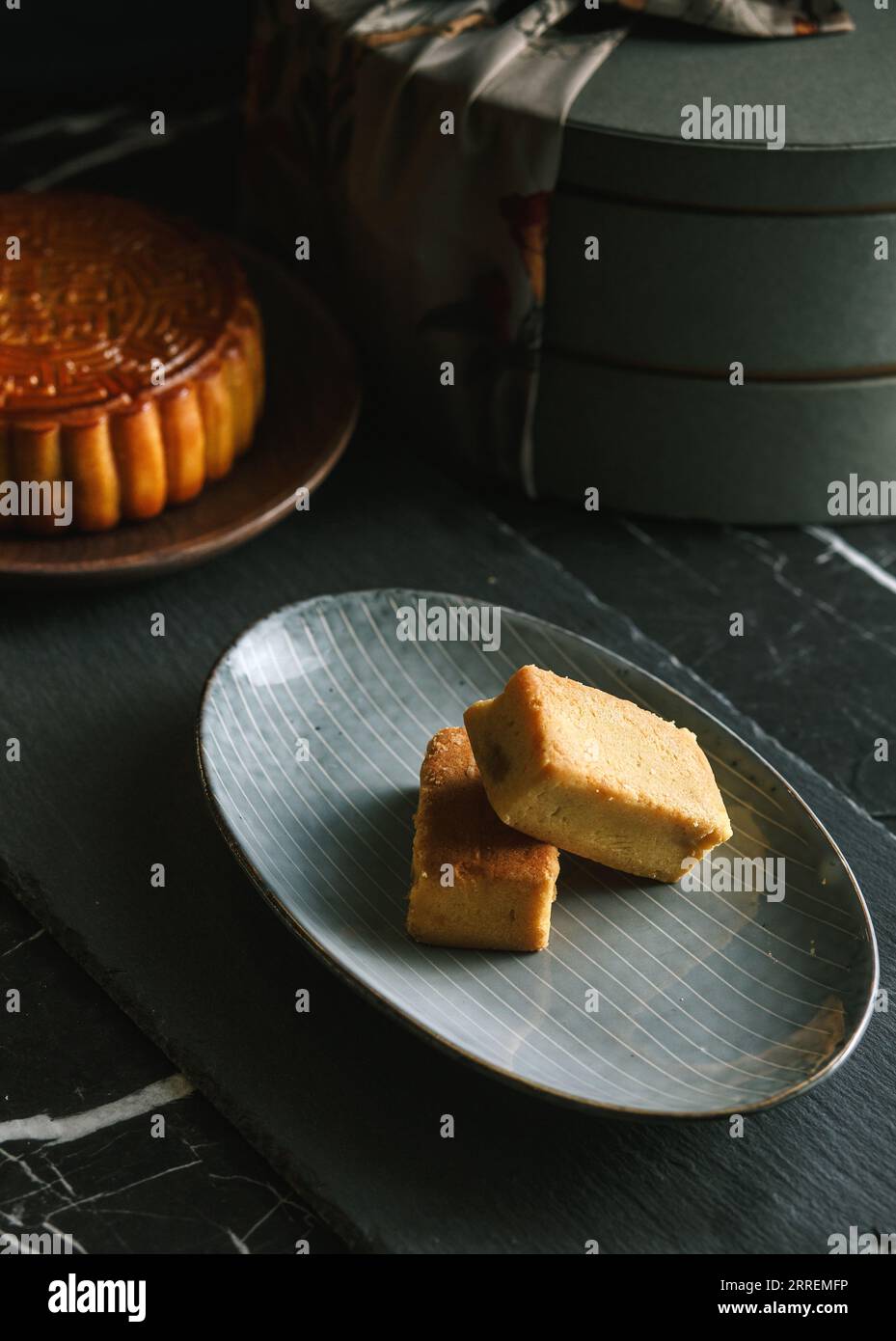 Leckeres taiwanesisches Ananaskuchen Gebäck Dessert auf einem Teller。 Stockfoto