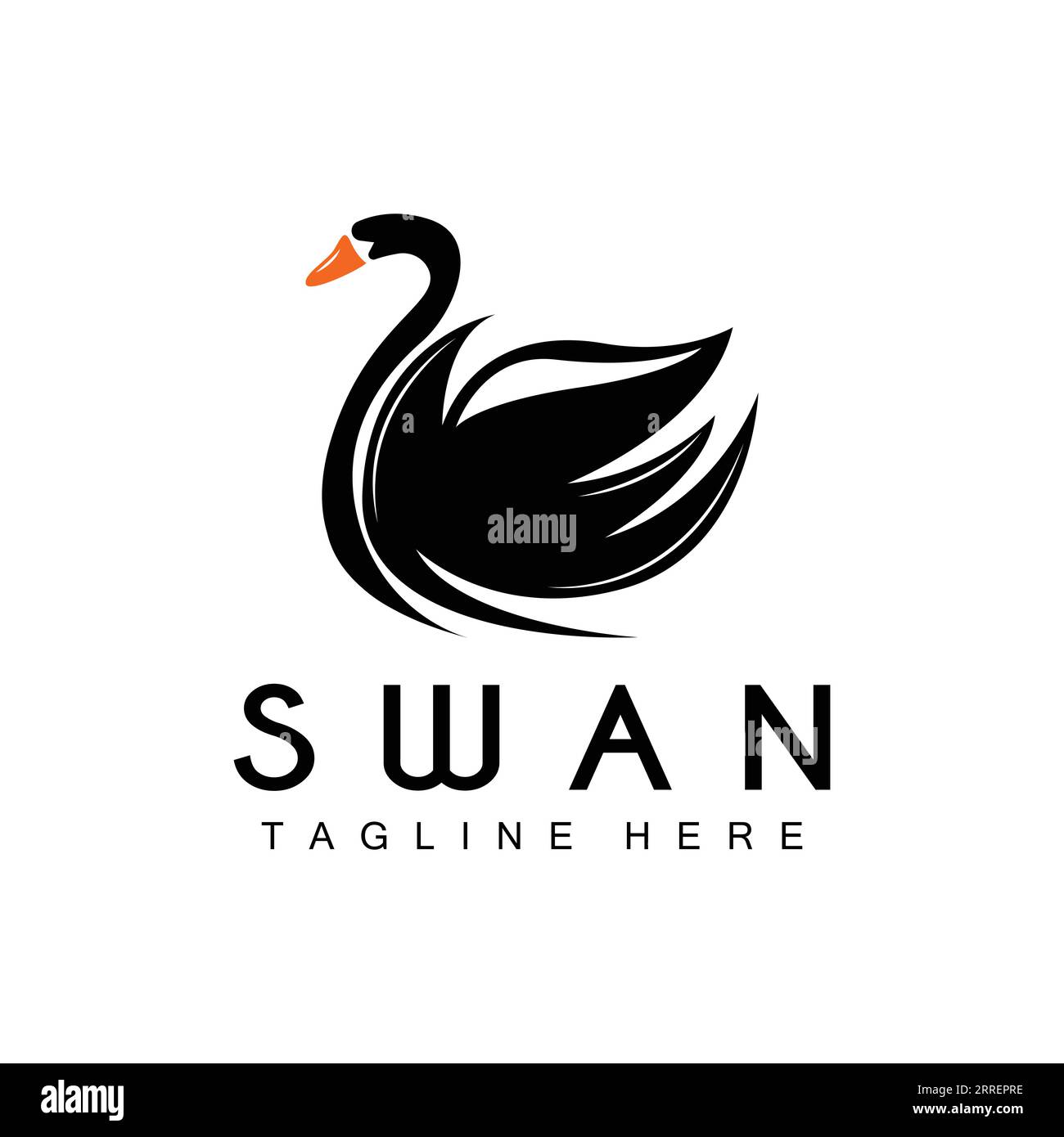 Swan-Logo, Vogeltier-Design, Enten-Logo, Produktmarkenetikett Vektor Stock Vektor