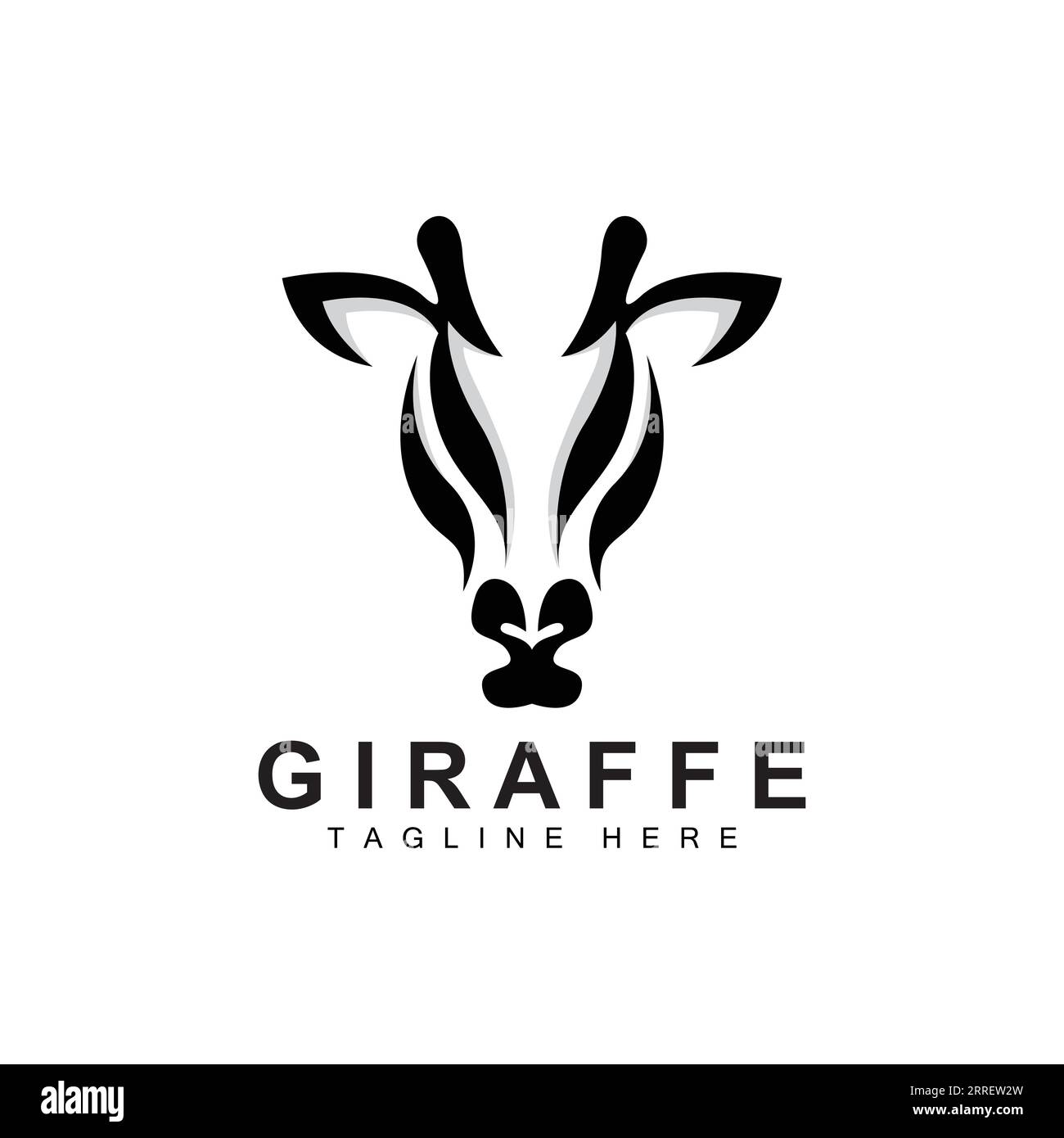 Giraffe Logo Design, Giraffe Kopf Vektor Silhouette, High Neck Tier, Zoo, Tattoo Illustration, Produktmarke Stock Vektor