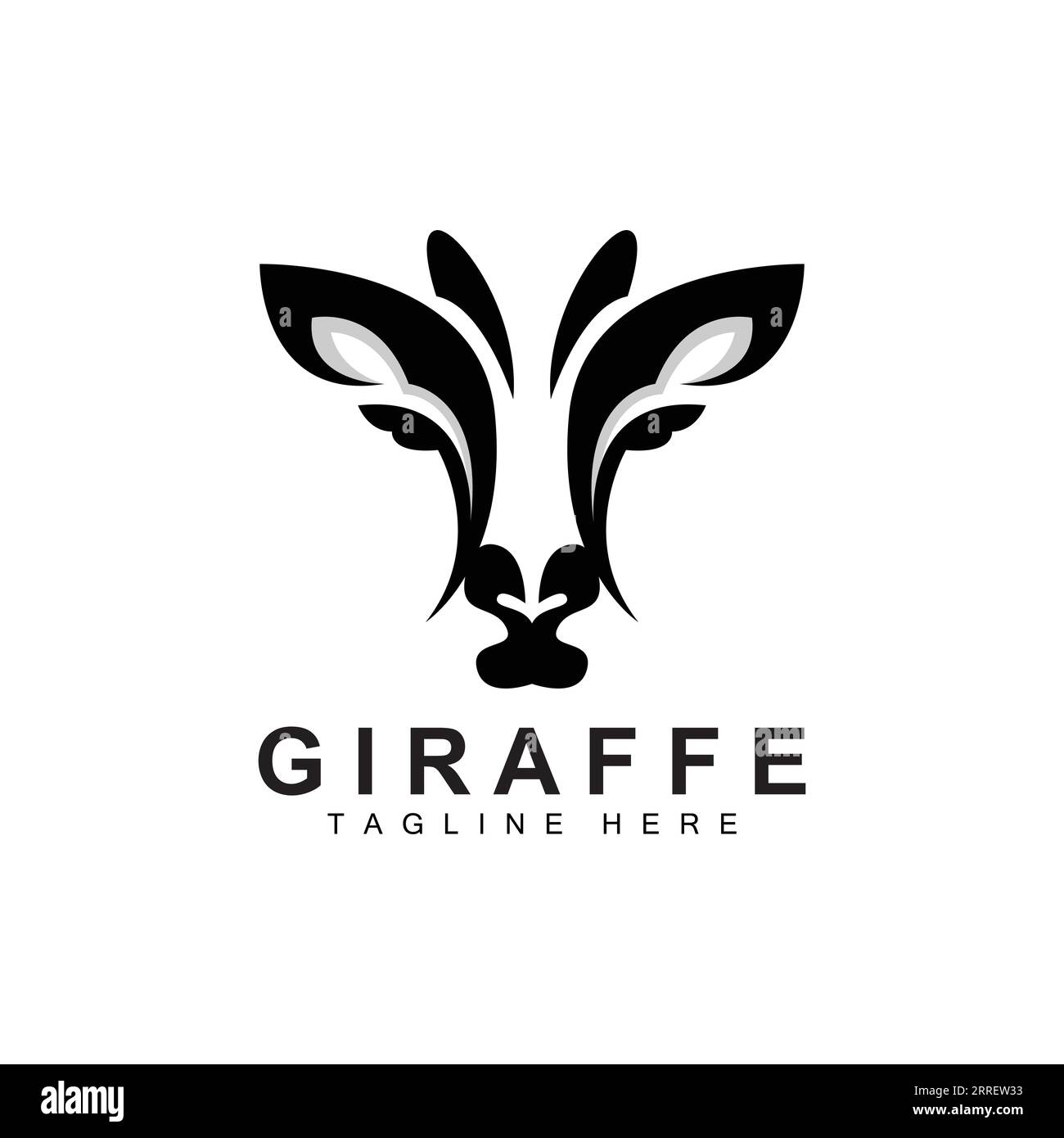 Giraffe Logo Design, Giraffe Kopf Vektor Silhouette, High Neck Tier, Zoo, Tattoo Illustration, Produktmarke Stock Vektor