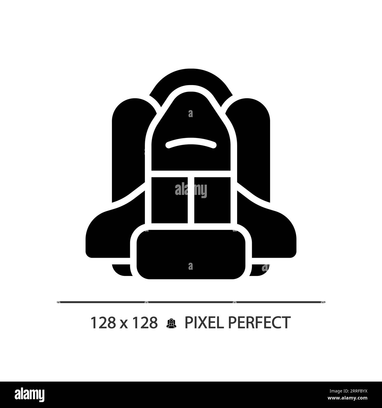Space Shuttle Pixel perfektes schwarzes Glyphensymbol Stock Vektor