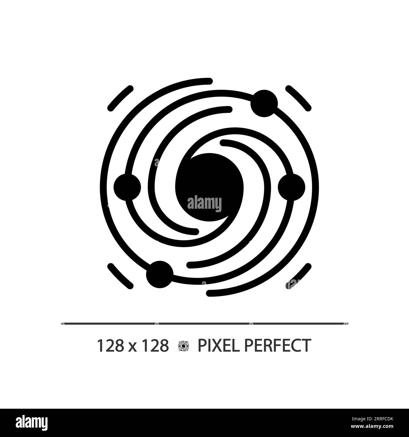 Galaxy Pixel perfektes schwarzes Glyphe-Symbol Stock Vektor