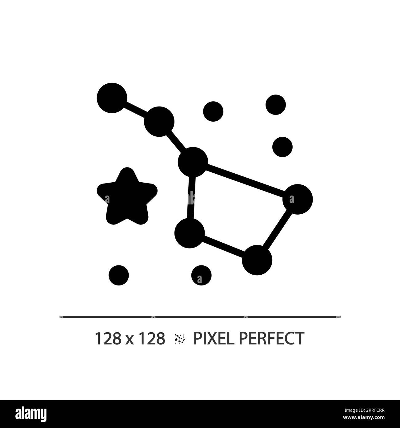 Sternbild Pixel perfektes schwarzes Glyphensymbol Stock Vektor