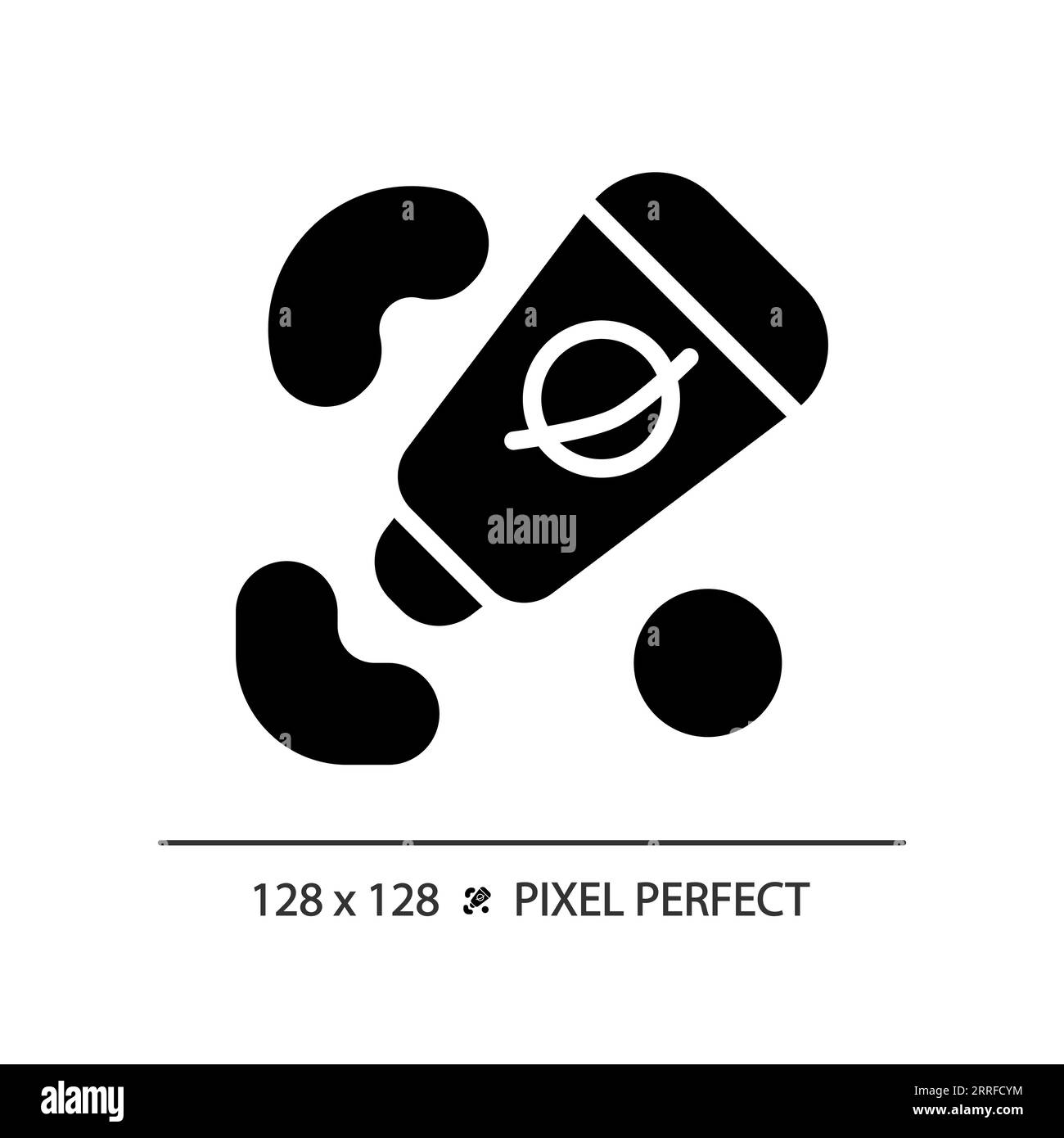 Astronautennahrung Pixel perfektes schwarzes Glyphensymbol Stock Vektor