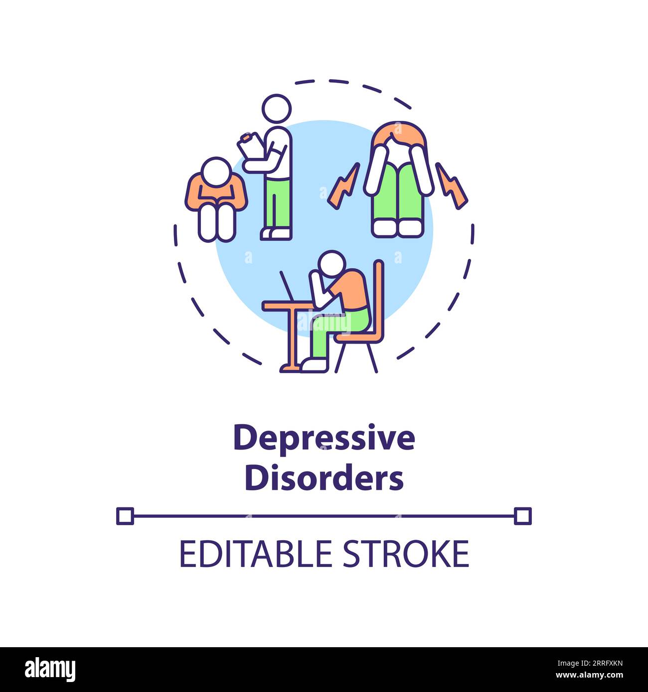 2D-Konzept mit anpassbaren Symbolen für depressive Störungen Stock Vektor