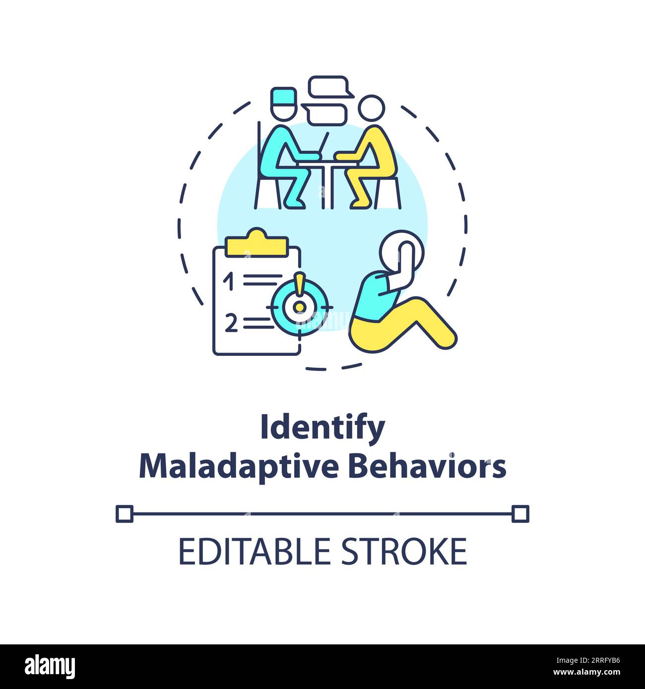 2D Identify Maladaptive Behaviors Line Icon Konzept Stock Vektor