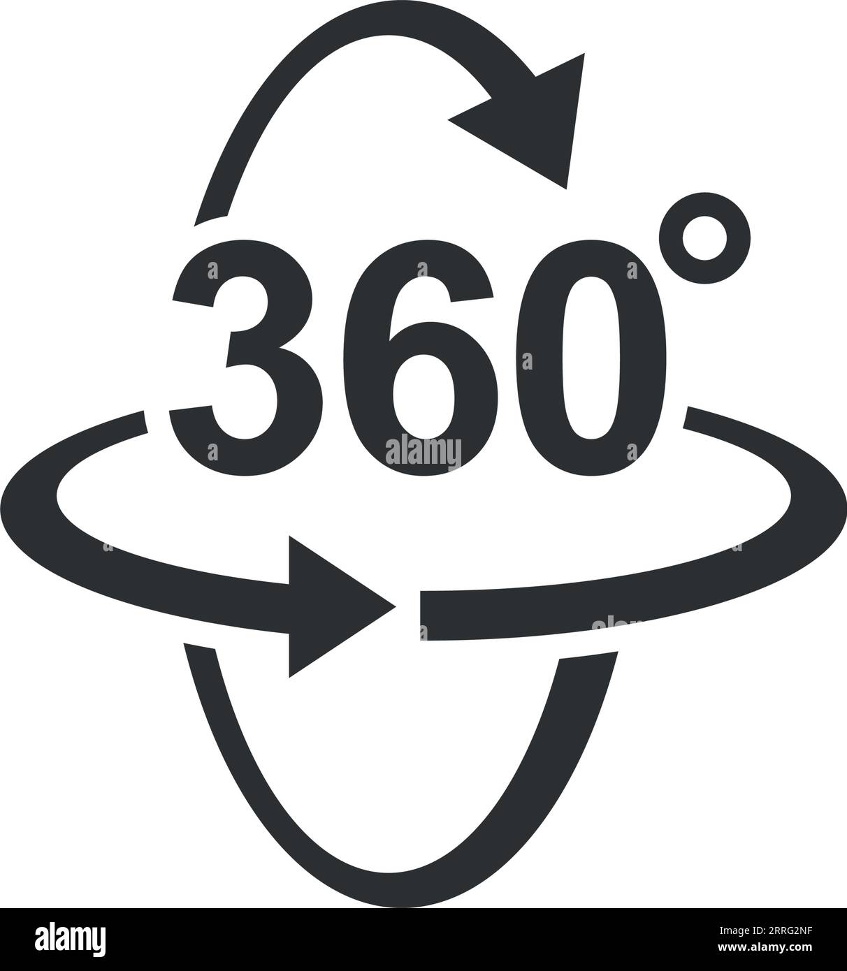 360-Grad-Symbol in flacher Ausführung. Symbolvektorillustration auf isoliertem Hintergrund drehen. Winkelansichtszeichen Geschäftskonzept. Stock Vektor