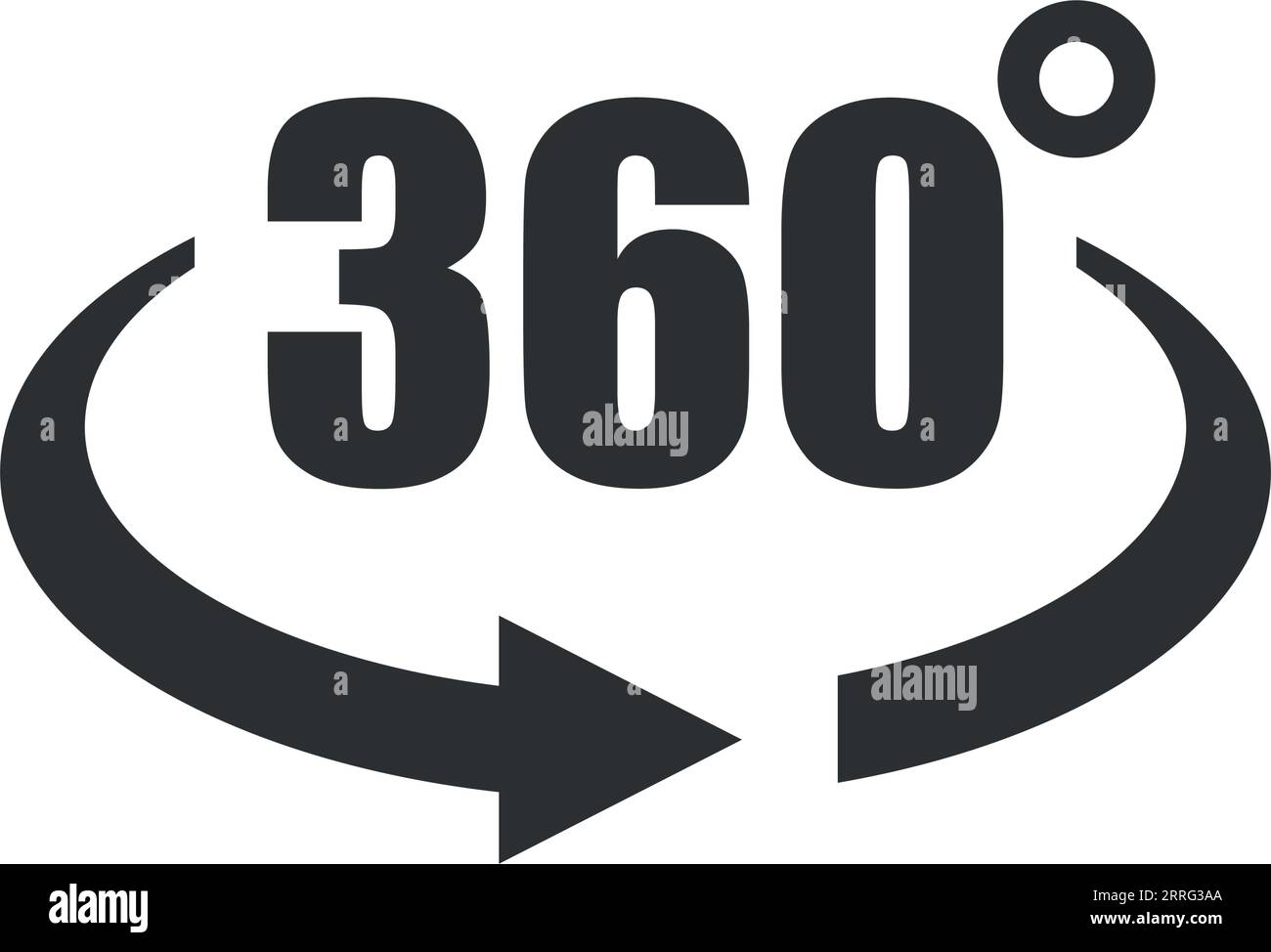 360-Grad-Symbol in flacher Ausführung. Symbolvektorillustration auf isoliertem Hintergrund drehen. Winkelansichtszeichen Geschäftskonzept. Stock Vektor