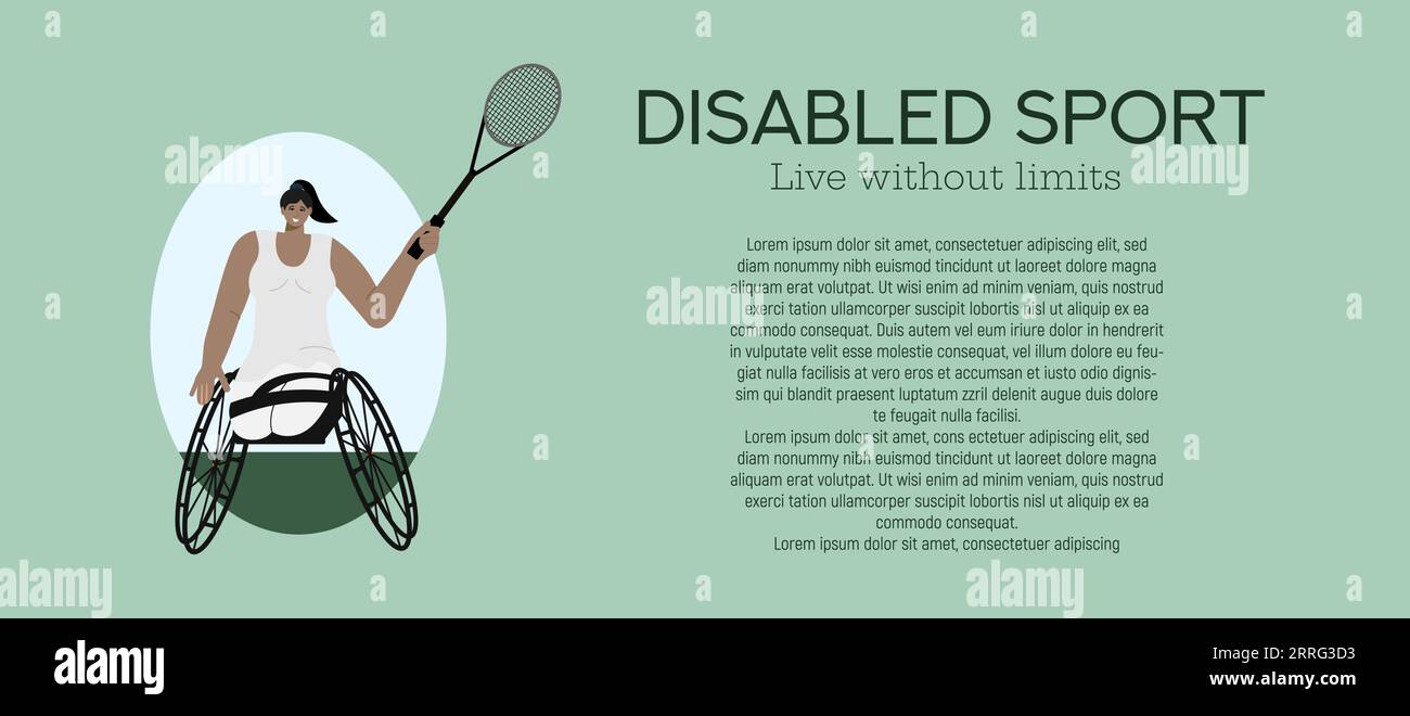 Vektor-Illustration, Banner, das Menschen mit Behinderungen zeigt.Eine Person mit Behinderungen geht in den Sport. Stock Vektor