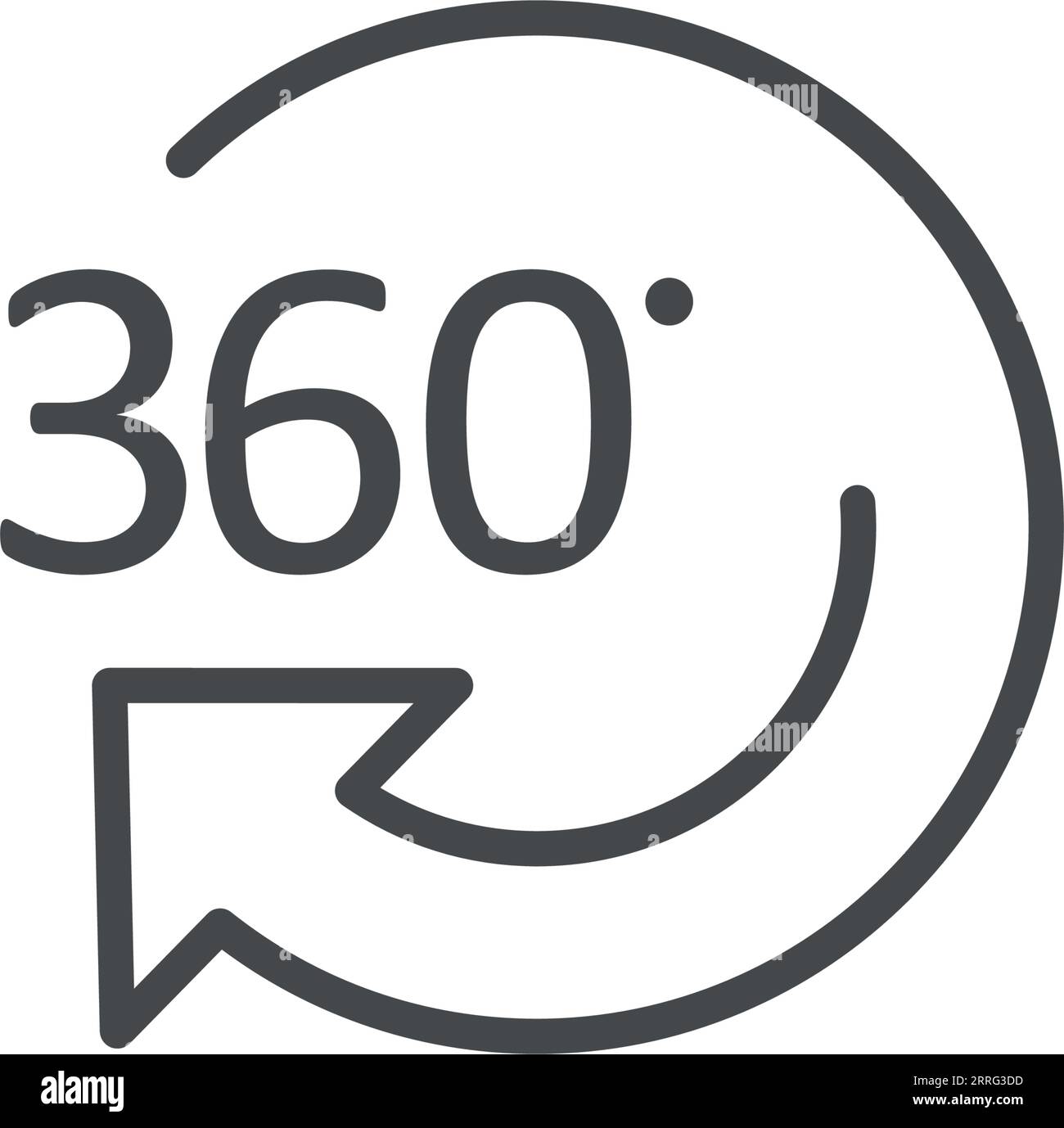 360-Grad-Symbol in flacher Ausführung. Symbolvektorillustration auf isoliertem Hintergrund drehen. Winkelansichtszeichen Geschäftskonzept. Stock Vektor
